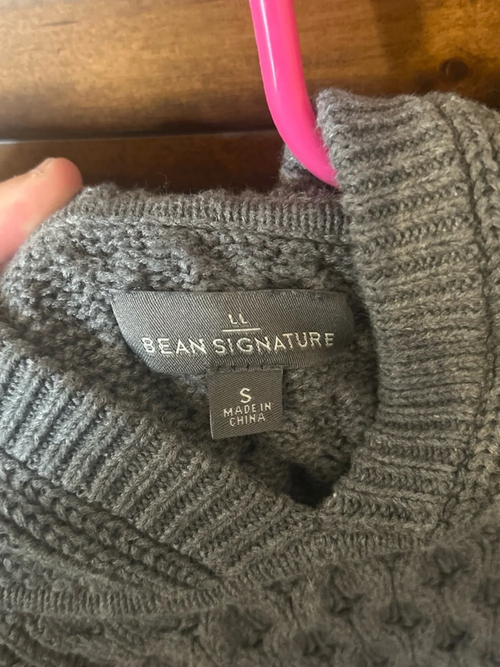 L.L. Bean Gray Cable-Knit Turtleneck Sweater